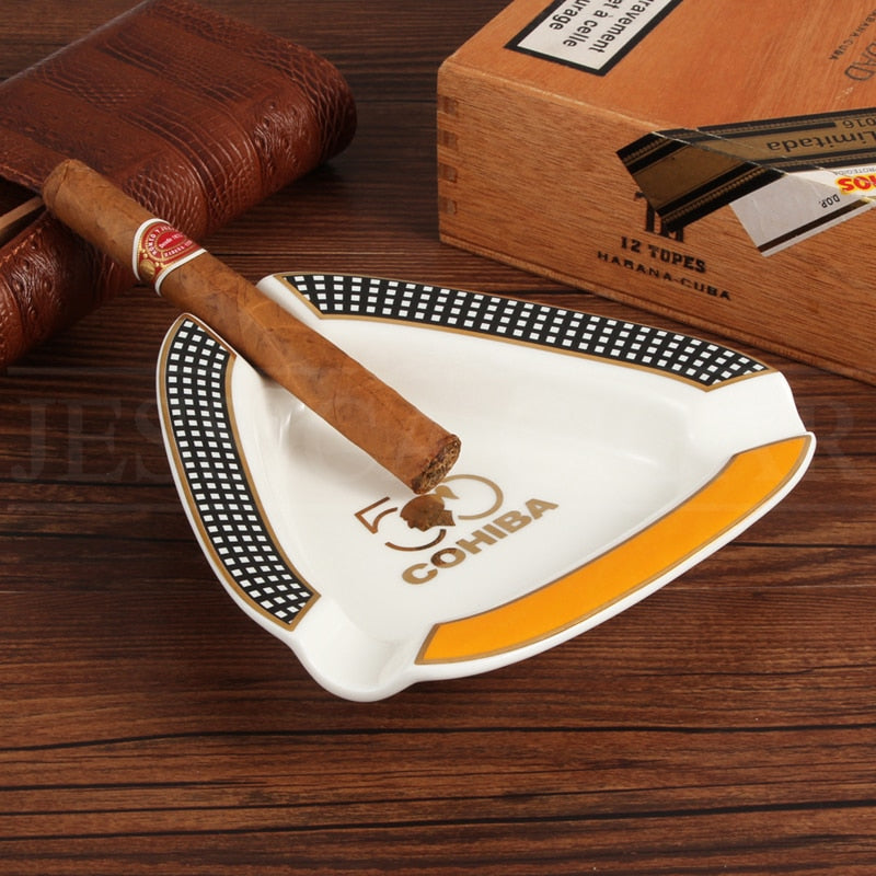 COHIBA Cigar Gadgets Home Cigar Ashtray Portable Ceramic 3 Cigars Ash Tray Tobacco Cigarette Ashtrays Holder