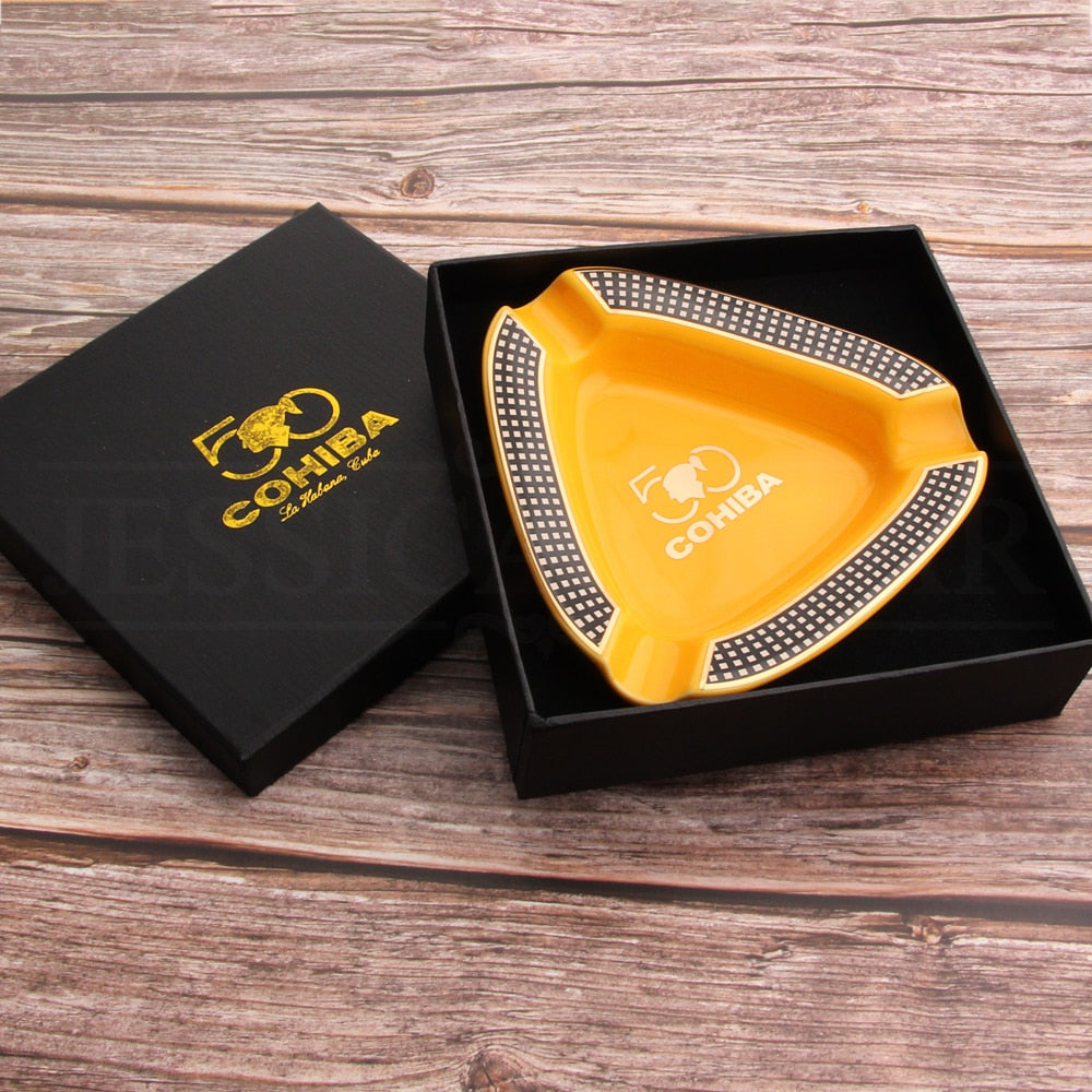 COHIBA Cigar Gadgets Home Cigar Ashtray Portable Ceramic 3 Cigars Ash Tray Tobacco Cigarette Ashtrays Holder