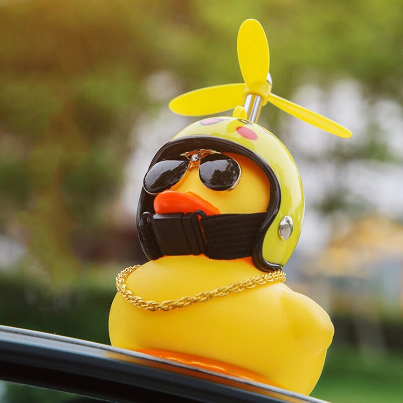 Duck Toy Car Ornaments Yellow Duck with Propeller Helmet Car Dashboard –  Isn't It Wonderful