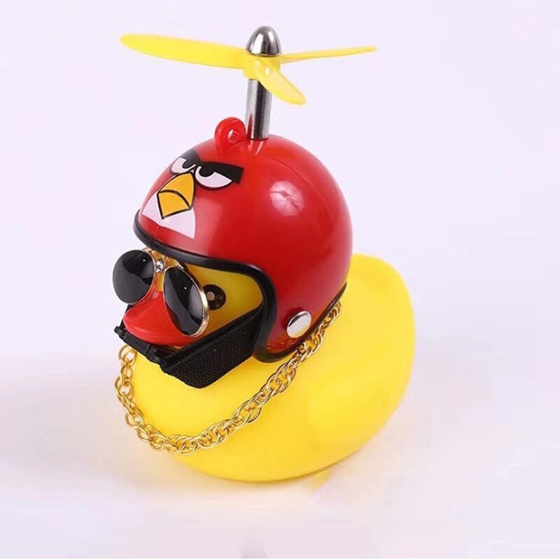 Duck Toy Car Ornaments Yellow Duck with Propeller Helmet Car Dashboard Decor Squeaking Glowing Rubber Duck Toys for Adults Kids