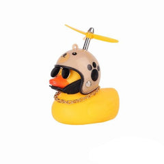 Duck Toy Car Ornaments Yellow Duck with Propeller Helmet Car Dashboard Decor Squeaking Glowing Rubber Duck Toys for Adults Kids