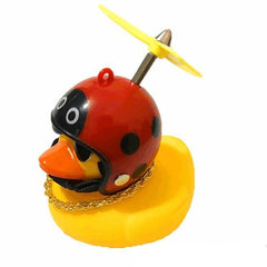 Duck Toy Car Ornaments Yellow Duck with Propeller Helmet Car Dashboard Decor Squeaking Glowing Rubber Duck Toys for Adults Kids