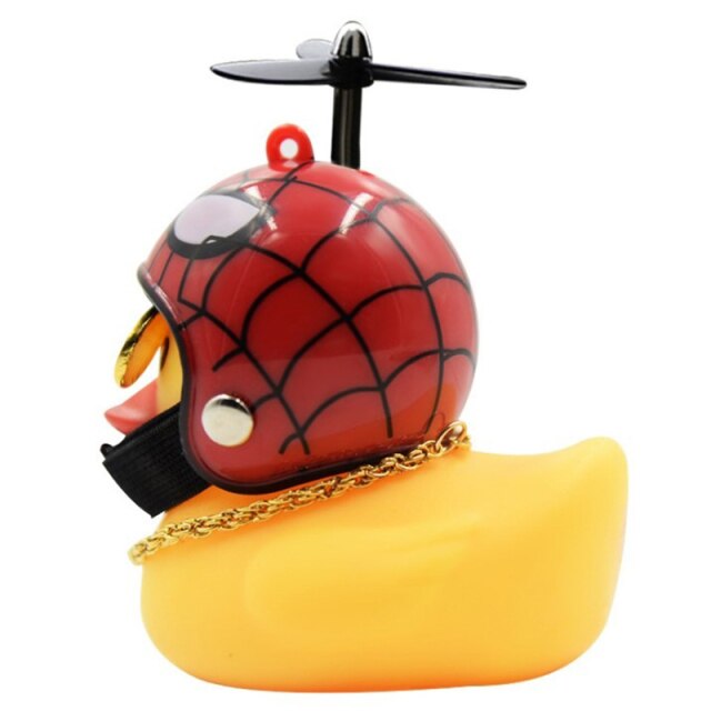 Duck Toy Car Ornaments Yellow Duck with Propeller Helmet Car Dashboard Decor Squeaking Glowing Rubber Duck Toys for Adults Kids