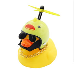Duck Toy Car Ornaments Yellow Duck with Propeller Helmet Car Dashboard Decor Squeaking Glowing Rubber Duck Toys for Adults Kids
