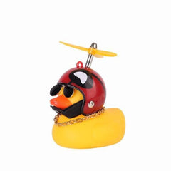 Duck Toy Car Ornaments Yellow Duck with Propeller Helmet Car Dashboard Decor Squeaking Glowing Rubber Duck Toys for Adults Kids