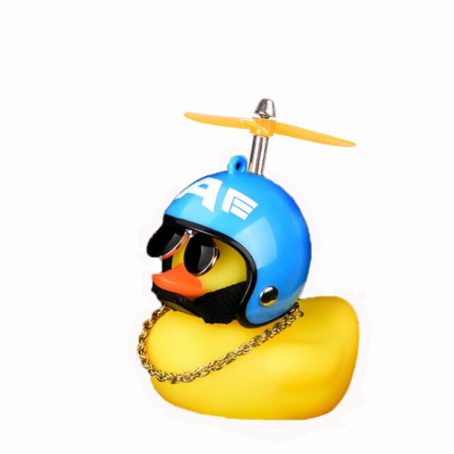 Duck Toy Car Ornaments Yellow Duck with Propeller Helmet Car Dashboard Decor Squeaking Glowing Rubber Duck Toys for Adults Kids