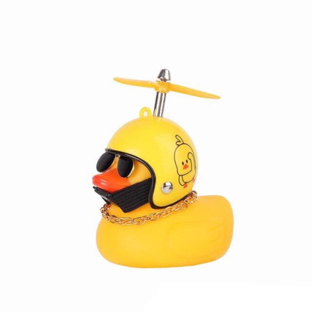 Duck Toy Car Ornaments Yellow Duck with Propeller Helmet Car Dashboard Decor Squeaking Glowing Rubber Duck Toys for Adults Kids