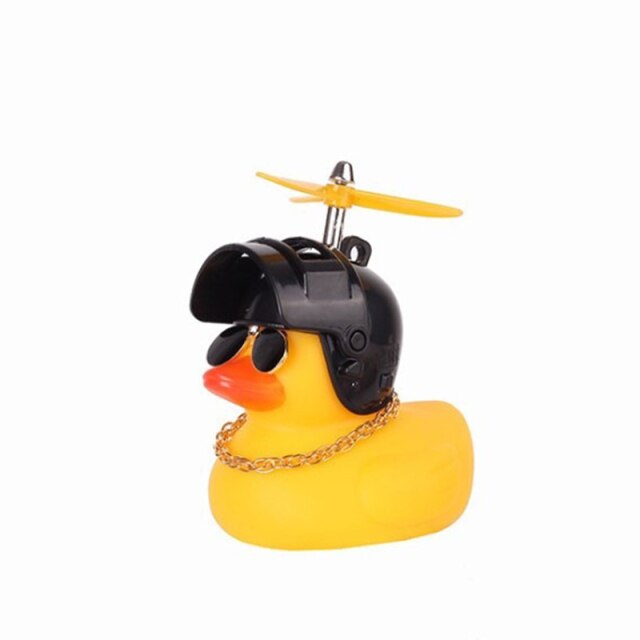 Duck Toy Car Ornaments Yellow Duck with Propeller Helmet Car Dashboard Decor Squeaking Glowing Rubber Duck Toys for Adults Kids