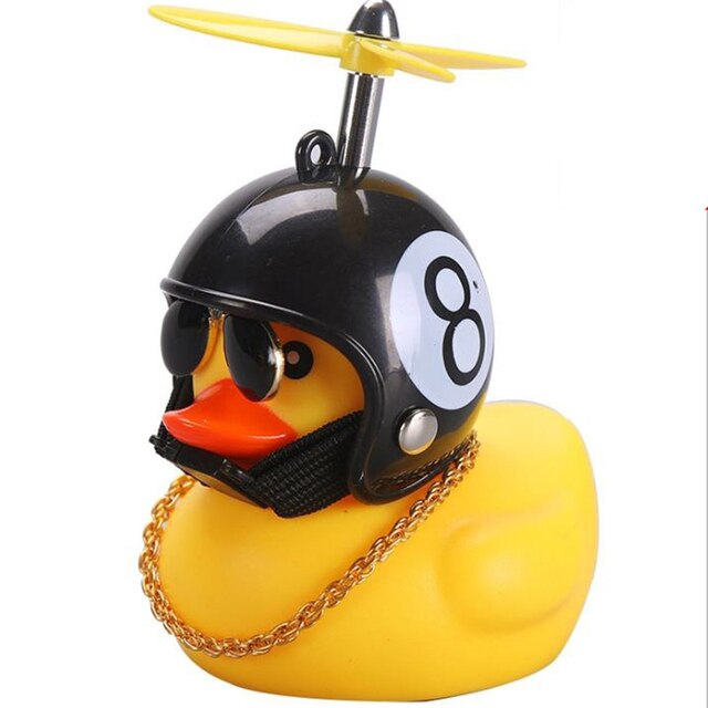 Duck Toy Car Ornaments Yellow Duck with Propeller Helmet Car Dashboard Decor Squeaking Glowing Rubber Duck Toys for Adults Kids