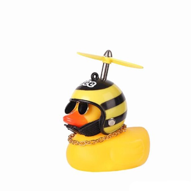 Duck Toy Car Ornaments Yellow Duck with Propeller Helmet Car Dashboard Decor Squeaking Glowing Rubber Duck Toys for Adults Kids